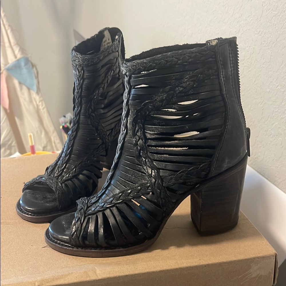 Freebird by Steven Black Braided Leather Sandals